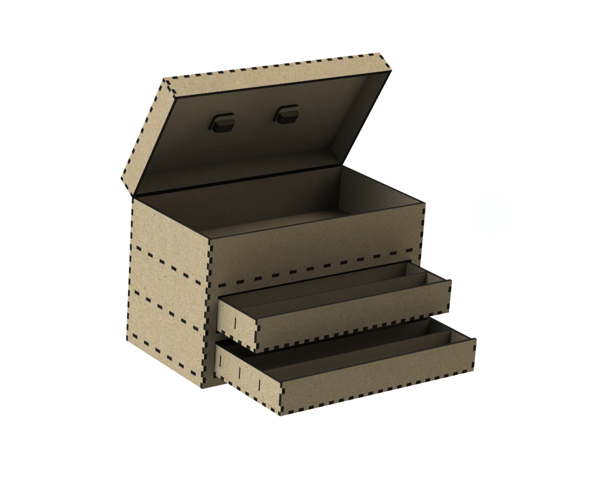 طرح جعبه ابزار مناسب برای استفاده در دستگاه های cnc چوب و cnc لیزر - laser cut tool box dxf file