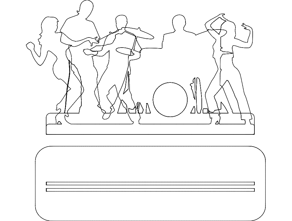 طرح گروه موسیقی مناسب برای استفاده در دستگاه های cnc چوب و cnc لیزر - music band dxf file