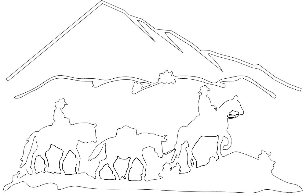 طرح اسب و کوه مناسب برای استفاده در دستگاه های cnc چوب و cnc لیزر - horses n mountains dxf file