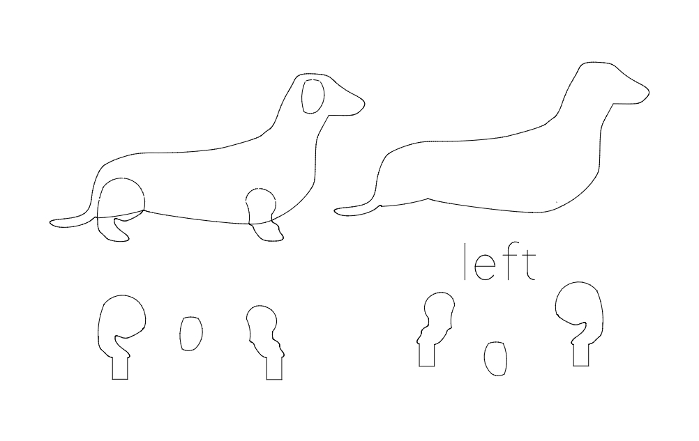 طرح سگ وینر مناسب برای استفاده در دستگاه های cnc چوب و cnc لیزر - wienner dog dxf file