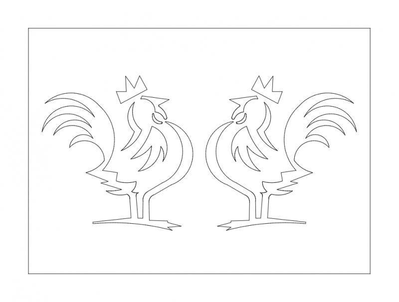 طرح خروس مناسب برای استفاده در دستگاه های cnc چوب و cnc لیزر - roosters dxf file