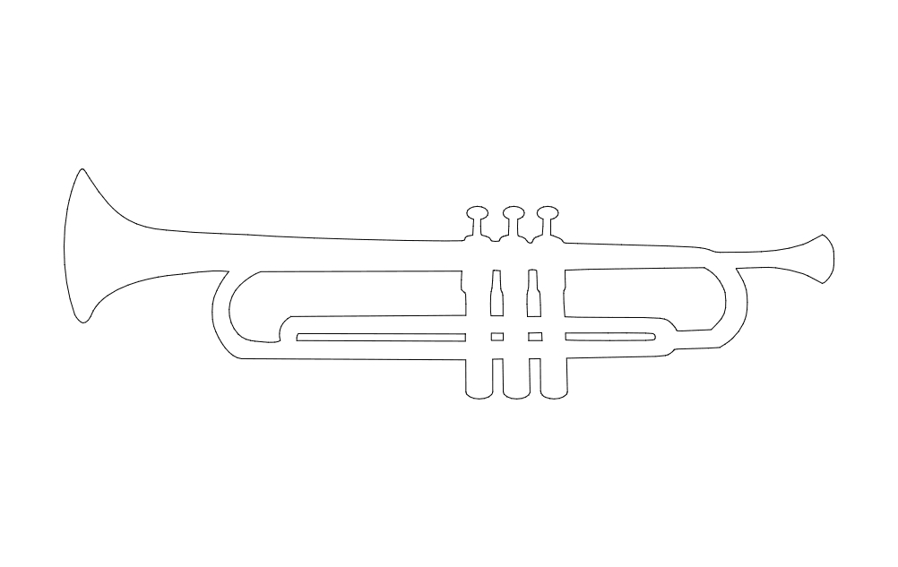 طرح سیلوئت شیپور مناسب برای استفاده در دستگاه های cnc چوب و cnc لیزر - trumpet silhouette dxf file