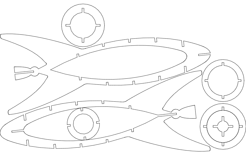 طرح مدل سه بعدی موشک مناسب برای استفاده در دستگاه های cnc چوب و cnc لیزر - rocket 3d model dxf file