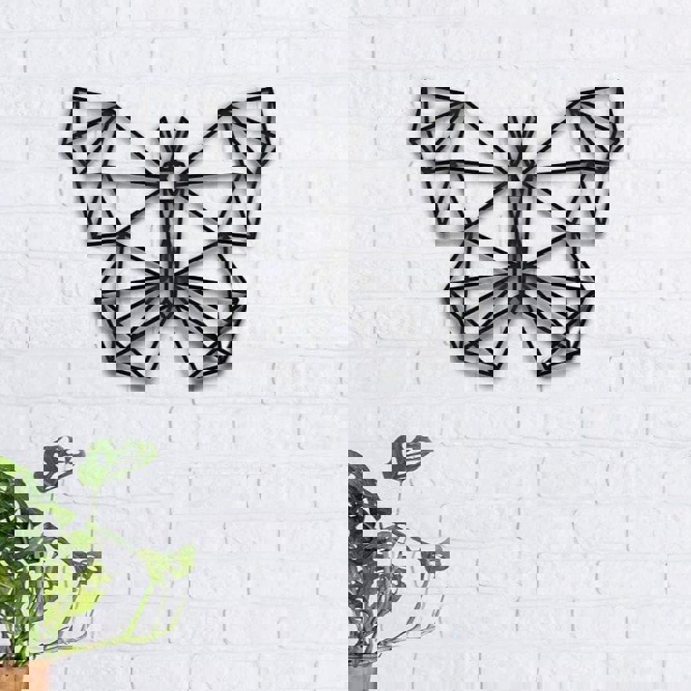 طرح دکور دیواری هندسی پروانه مناسب برای استفاده در دستگاه های cnc چوب و cnc لیزر - laser cut butterfly geometric wall decor