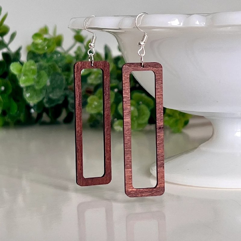 طرح گوشواره‌های چوبی مستطیلی مناسب برای استفاده در دستگاه های cnc چوب و cnc لیزر - laser cut rectangular wooden earrings