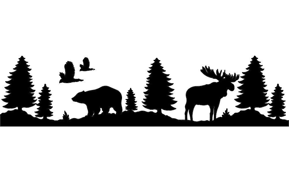 طرح خرس و گوزن شمالی مناسب برای استفاده در دستگاه های cnc چوب و cnc لیزر - bear and moose dxf file