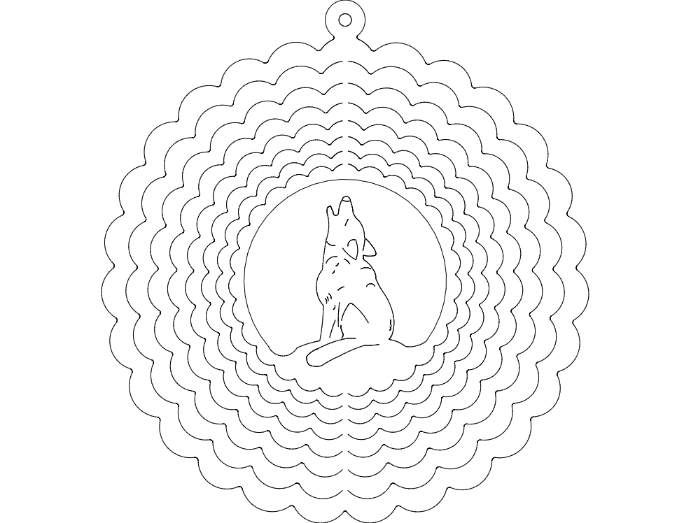 طرح چرخنده بادی گرگ مناسب برای استفاده در دستگاه های cnc چوب و cnc لیزر - wind spinner wolf dxf file