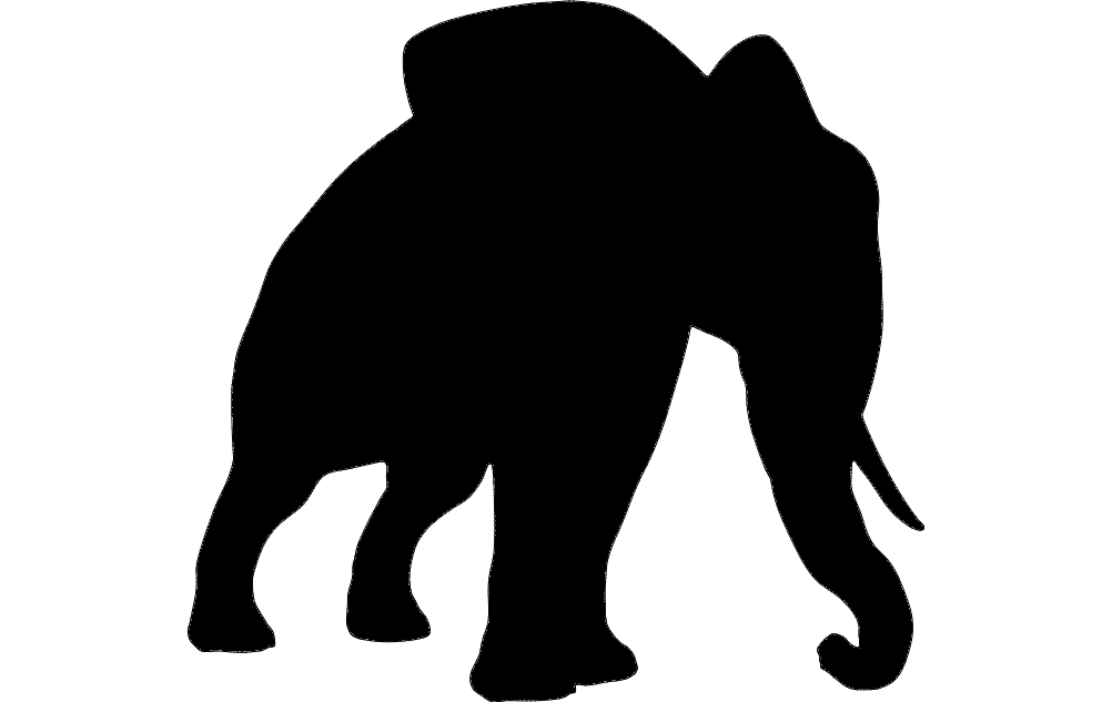 طرح فیل (سیلوئت) مناسب برای استفاده در دستگاه های cnc چوب و cnc لیزر - elephant silhouette dxf file