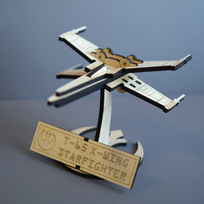 طرح بال جنگ ستارگان (استار فایتر) مناسب برای استفاده در دستگاه های cnc چوب و cnc لیزر - laser cut star wars x wing starfighter cdr file