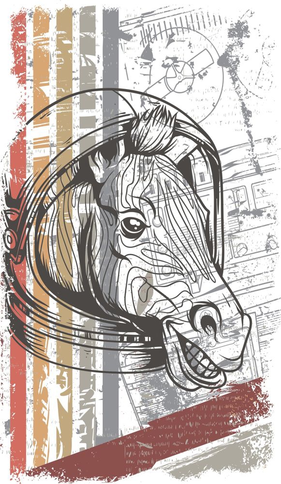 طرح وکتور تی شرت طرح اسب مناسب برای استفاده در دستگاه های cnc چوب و cnc لیزر - horse vector t shirt print cdr file