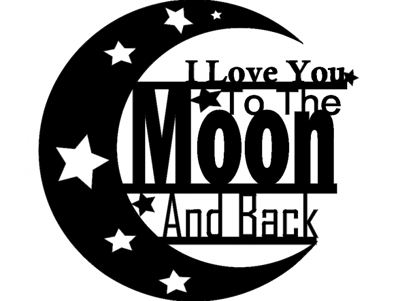 طرح دوستت دارم برای ماه مناسب برای استفاده در دستگاه های cnc چوب و cnc لیزر - love you to moon dxf file