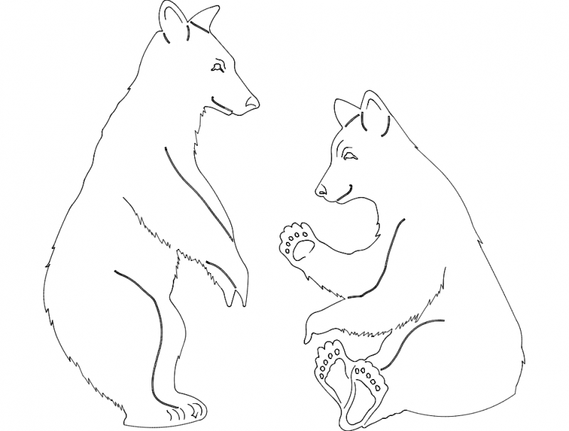 طرح خرس ۲ مناسب برای استفاده در دستگاه های cnc چوب و cnc لیزر - bears 2 dxf file
