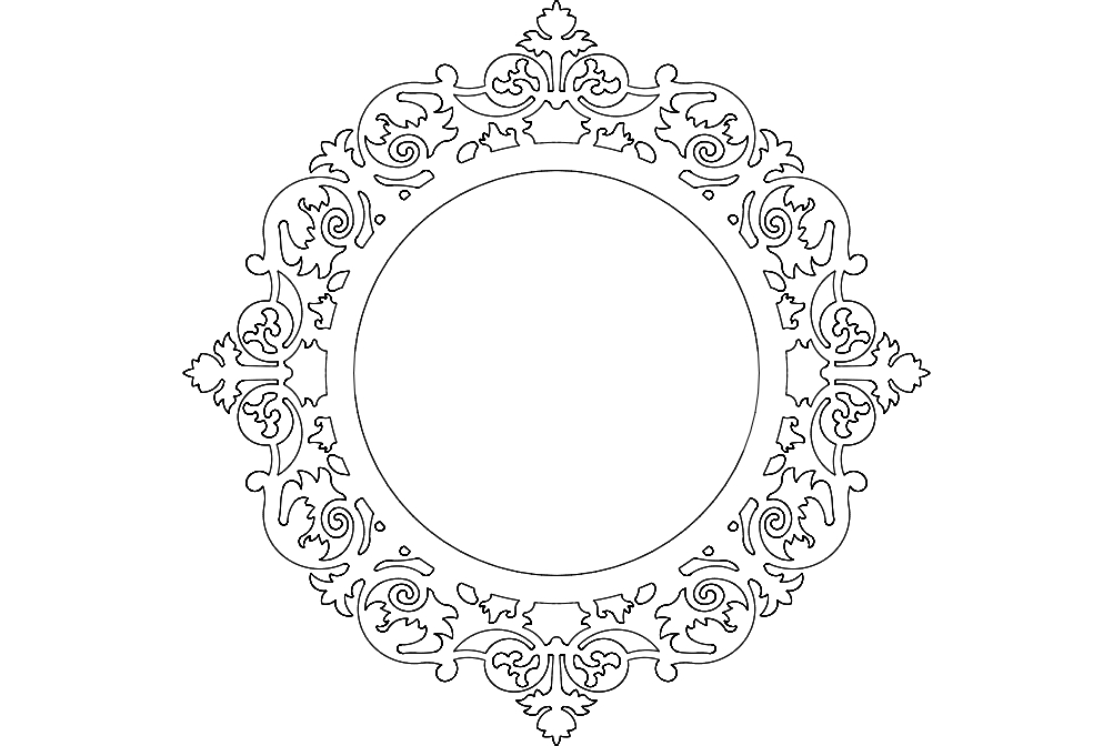 طرح گرد قاب آینه آینا مناسب برای استفاده در دستگاه های cnc چوب و cnc لیزر - ayna mirror frame round dxf file
