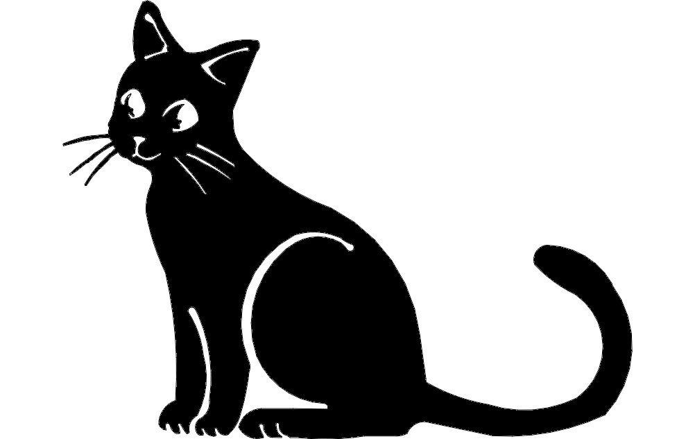 طرح گربه نشسته مناسب برای استفاده در دستگاه های cnc چوب و cnc لیزر - cat sitting dxf file