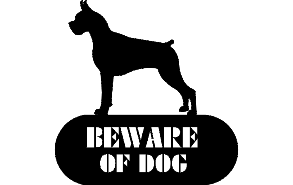 طرح بوکسور مراقب سگ باشید مناسب برای استفاده در دستگاه های cnc چوب و cnc لیزر - boxer beware of dog dxf file