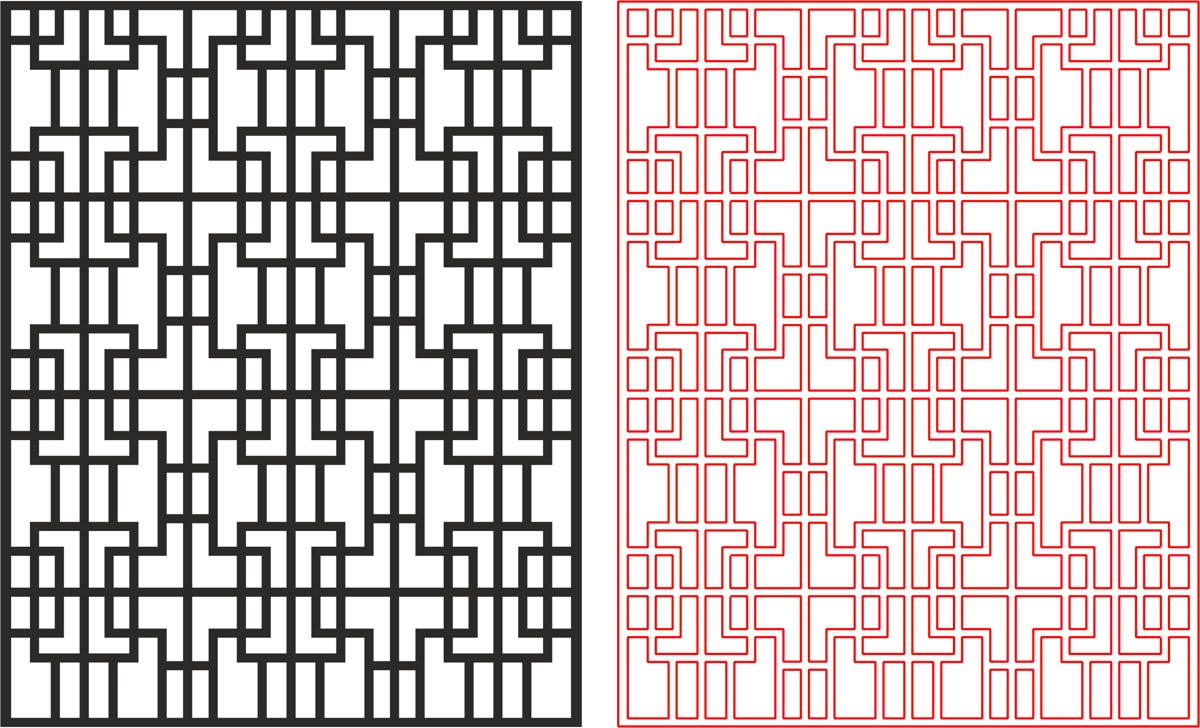 طرح الگوی هنری قاب سیمی هندسی مناسب برای استفاده در دستگاه های cnc چوب و cnc لیزر - geometric wireframe art pattern dxf file