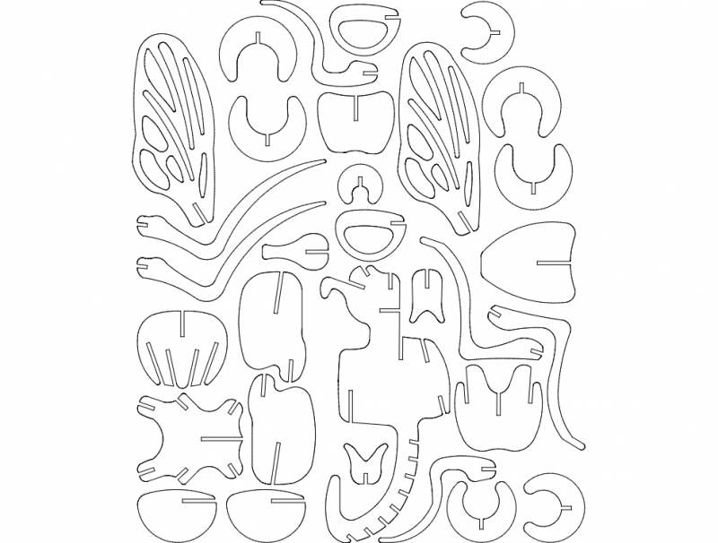 طرح پازل سه بعدی tdm مناسب برای استفاده در دستگاه های cnc چوب و cnc لیزر - tdm 3d puzzle dxf file