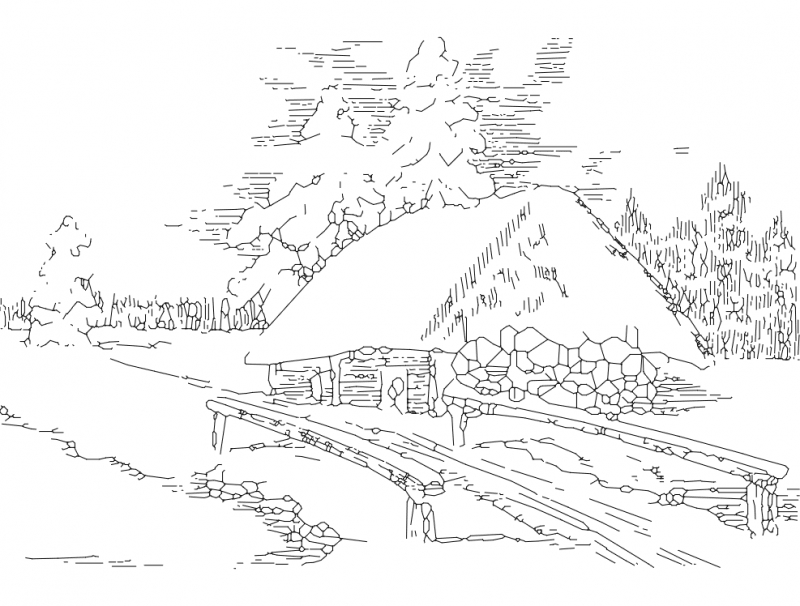 طرح منظره برفی مناسب برای استفاده در دستگاه های cnc چوب و cnc لیزر - snowy scene dxf file