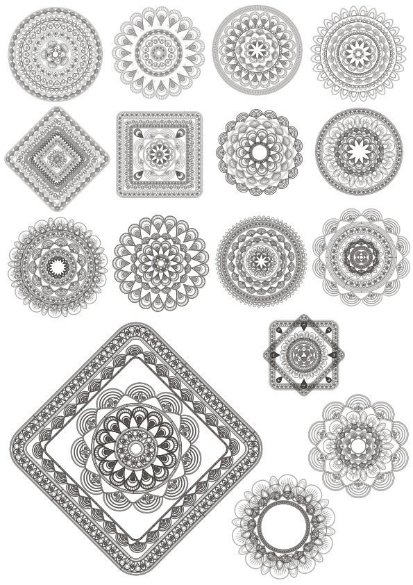 طرح تزئینات ماندالا (چرخ هستی) مناسب برای استفاده در دستگاه های cnc چوب و cnc لیزر - mandala ornaments cdr file