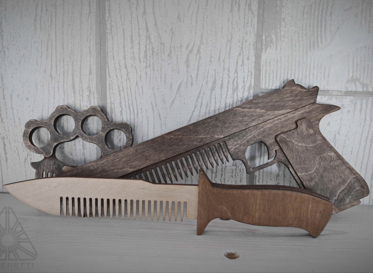 طرح شانه چاقو مناسب برای استفاده در دستگاه های cnc چوب و cnc لیزر - laser cut knife comb cdr file