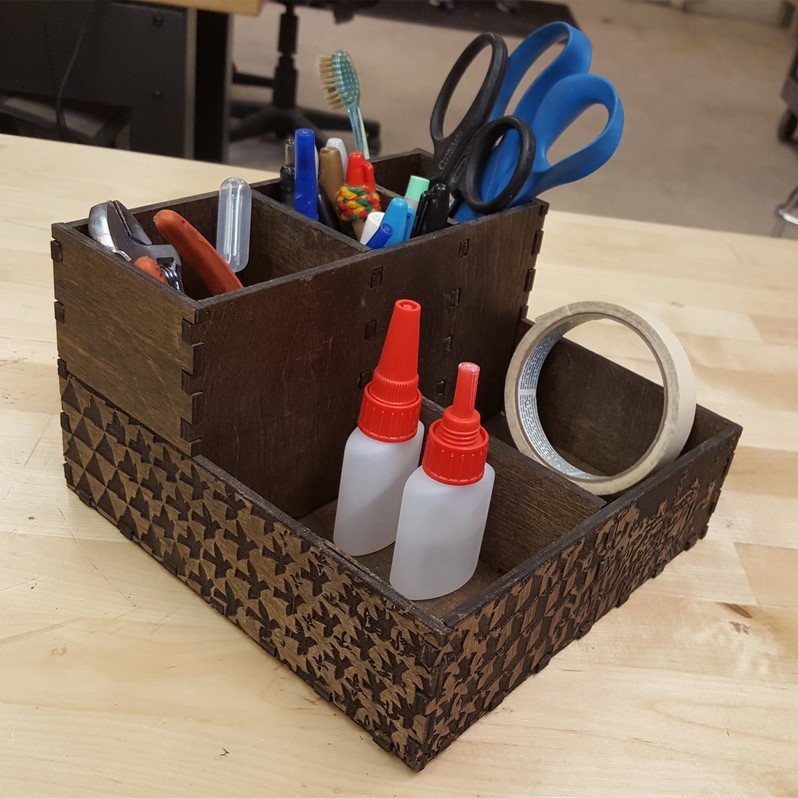 طرح جعبه کادو مناسب برای استفاده در دستگاه های cnc چوب و cnc لیزر - laser cut desk supplies organiser cdr file