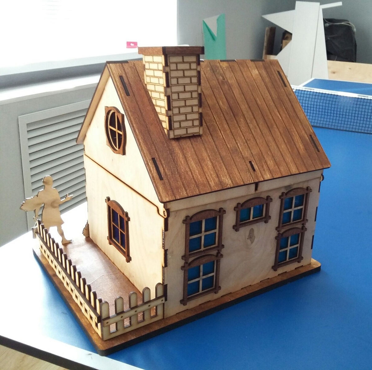 طرح مدل سه بعدی خانه چوبی مناسب برای استفاده در دستگاه های cnc چوب و cnc لیزر - laser cut wooden 3d house model cdr file