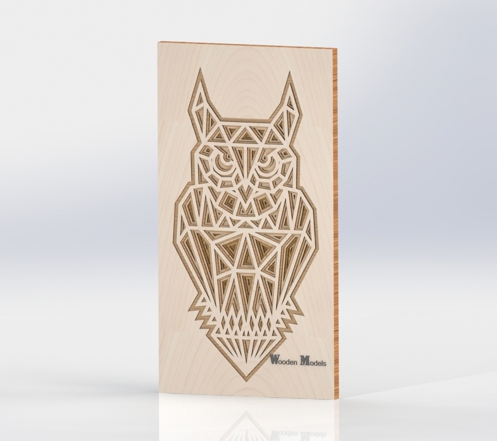 طرح هنری لایه باز جغد مناسب برای استفاده در دستگاه های cnc چوب و cnc لیزر - laser cut owl layered art cdr file