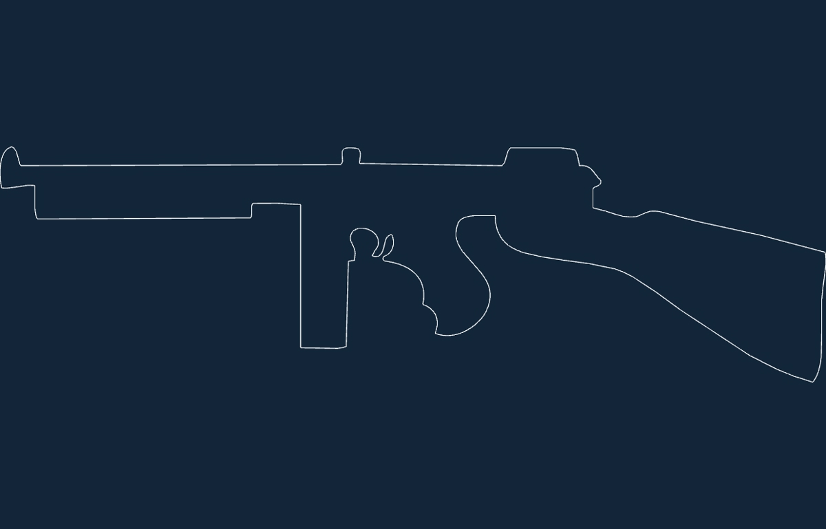طرح مسلسل دستی تامپسون مناسب برای استفاده در دستگاه های cnc چوب و cnc لیزر - thompson submachine gun dxf file