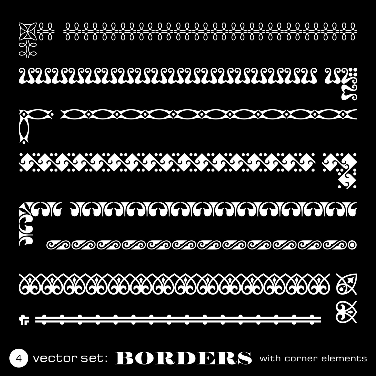 طرح حاشیه‌های گوشه‌دار مناسب برای استفاده در دستگاه های cnc چوب و cnc لیزر - borders with corners eps file