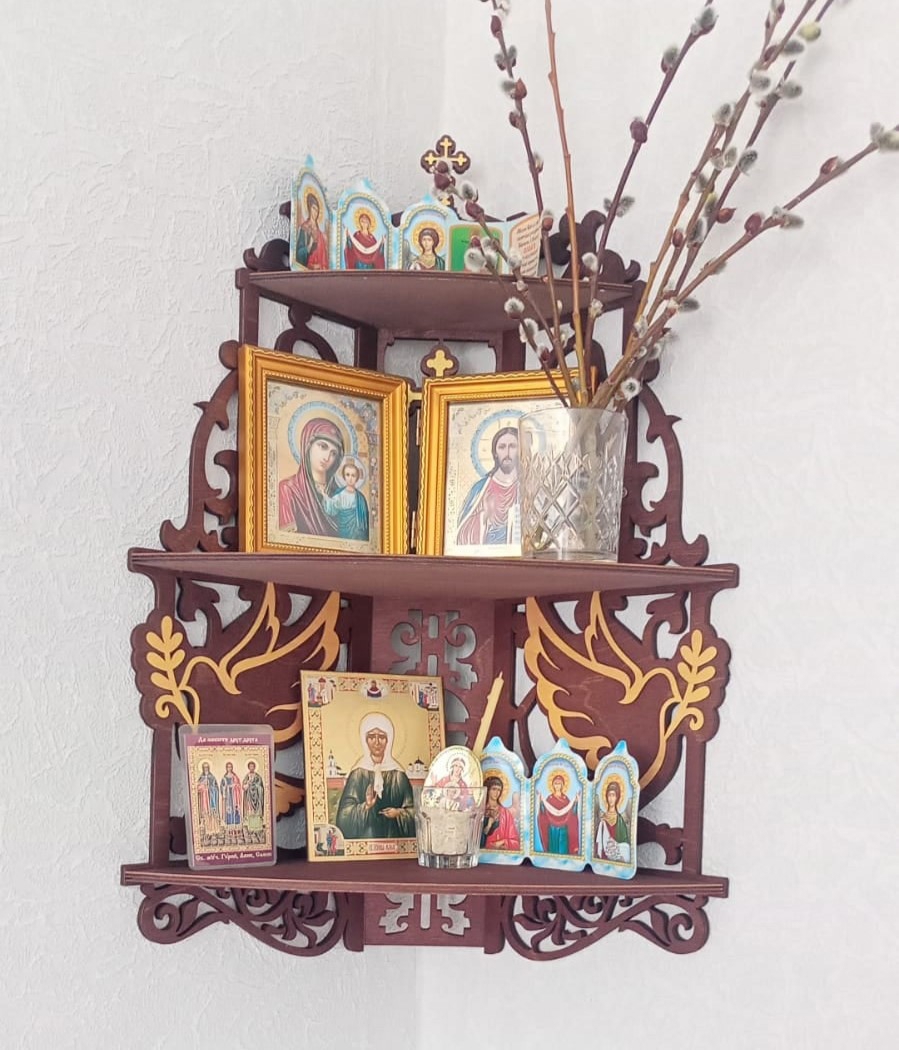 طرح قفسه آیکونوستازی مناسب برای استفاده در دستگاه های cnc چوب و cnc لیزر - laser cut iconostasis shelf for icons cdr file