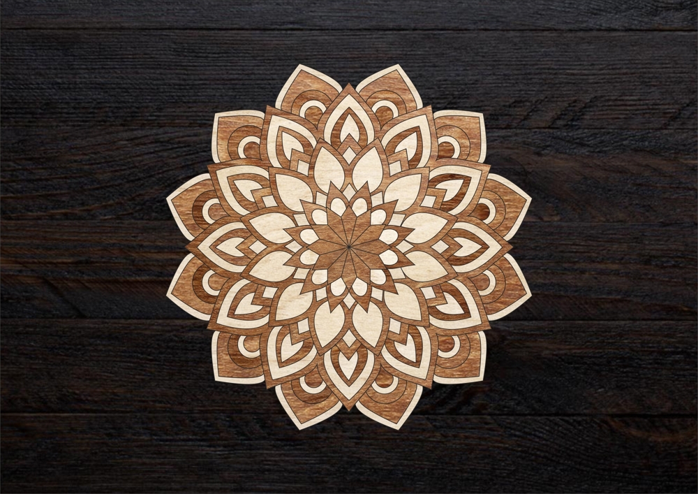 طرح ماندالا (چرخ هستی) لایه باز مناسب برای استفاده در دستگاه های cnc چوب و cnc لیزر - laser cut layered mandala cdr file