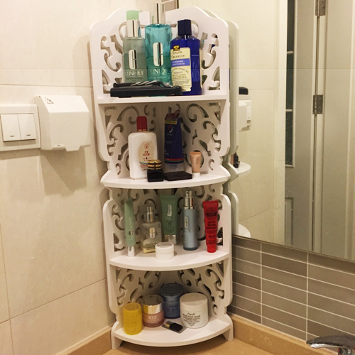 طرح قفسه گوشه حمام و جای لوازم آرایشی مناسب برای استفاده در دستگاه های cnc چوب و cnc لیزر - laser cut corner shelf bathroom cosmetic storage cdr file