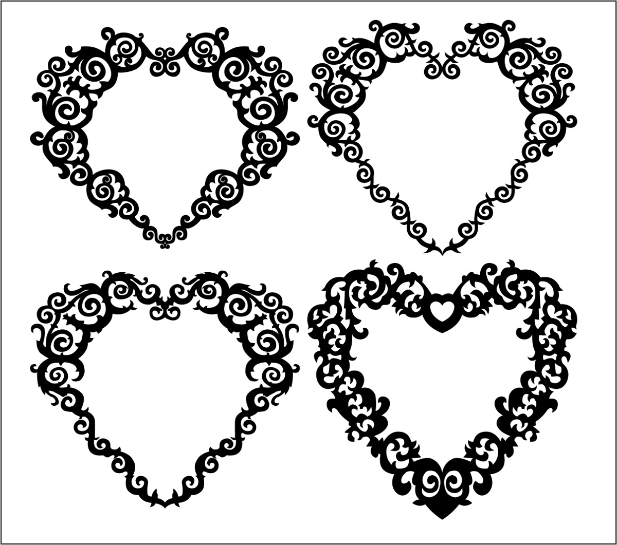 طرح الگوهای قلب مناسب برای استفاده در دستگاه های cnc چوب و cnc لیزر - hearts patterns cdr file