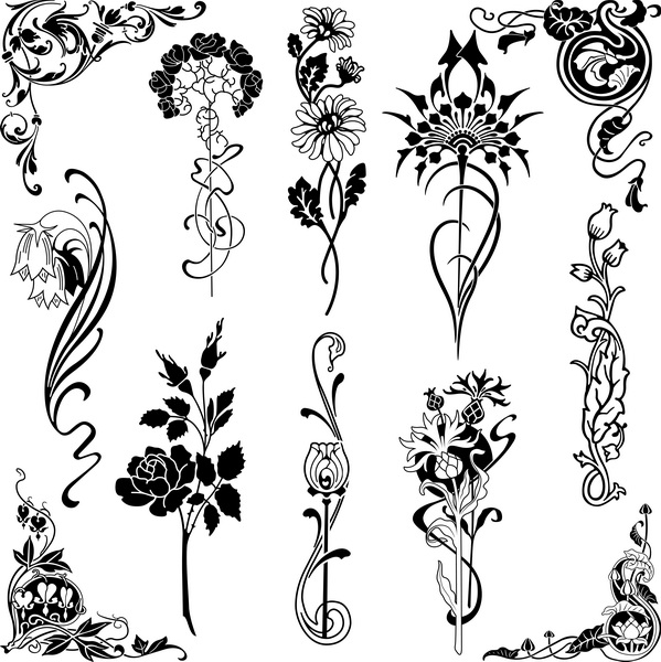 طرح مجموعه طرح‌های گل مناسب برای استفاده در دستگاه های cnc چوب و cnc لیزر - set of floral designs ai file