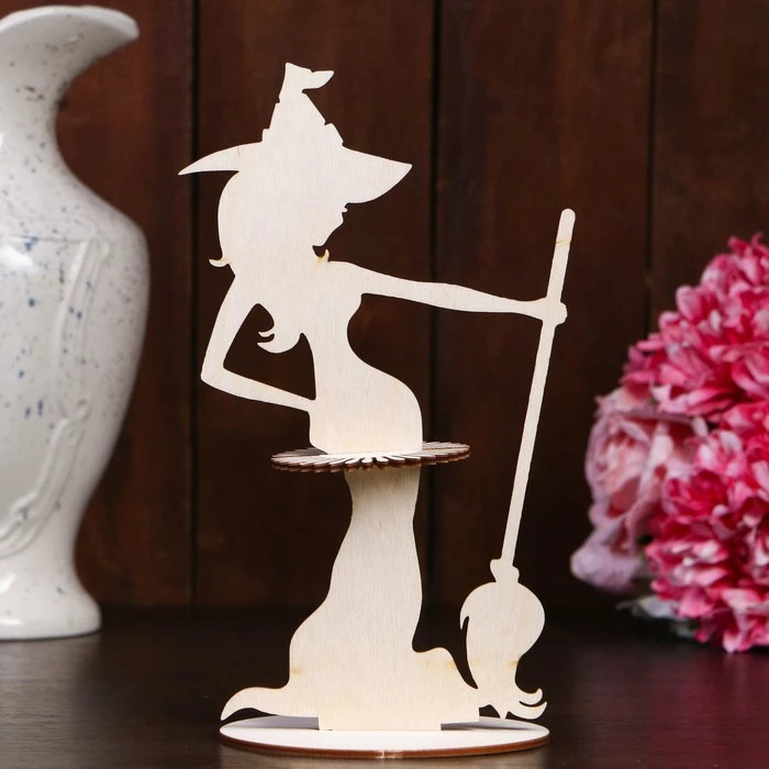 طرح جا دستمال سفره جادوگر طرح هالووین مناسب برای استفاده در دستگاه های cnc چوب و cnc لیزر - laser cut witch napkin holder halloween decor cdr file