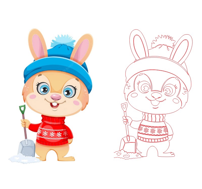 طرح خرگوش کریسمس بامزه مناسب برای استفاده در دستگاه های cnc چوب و cnc لیزر - laser cut cute christmas bunny cdr file