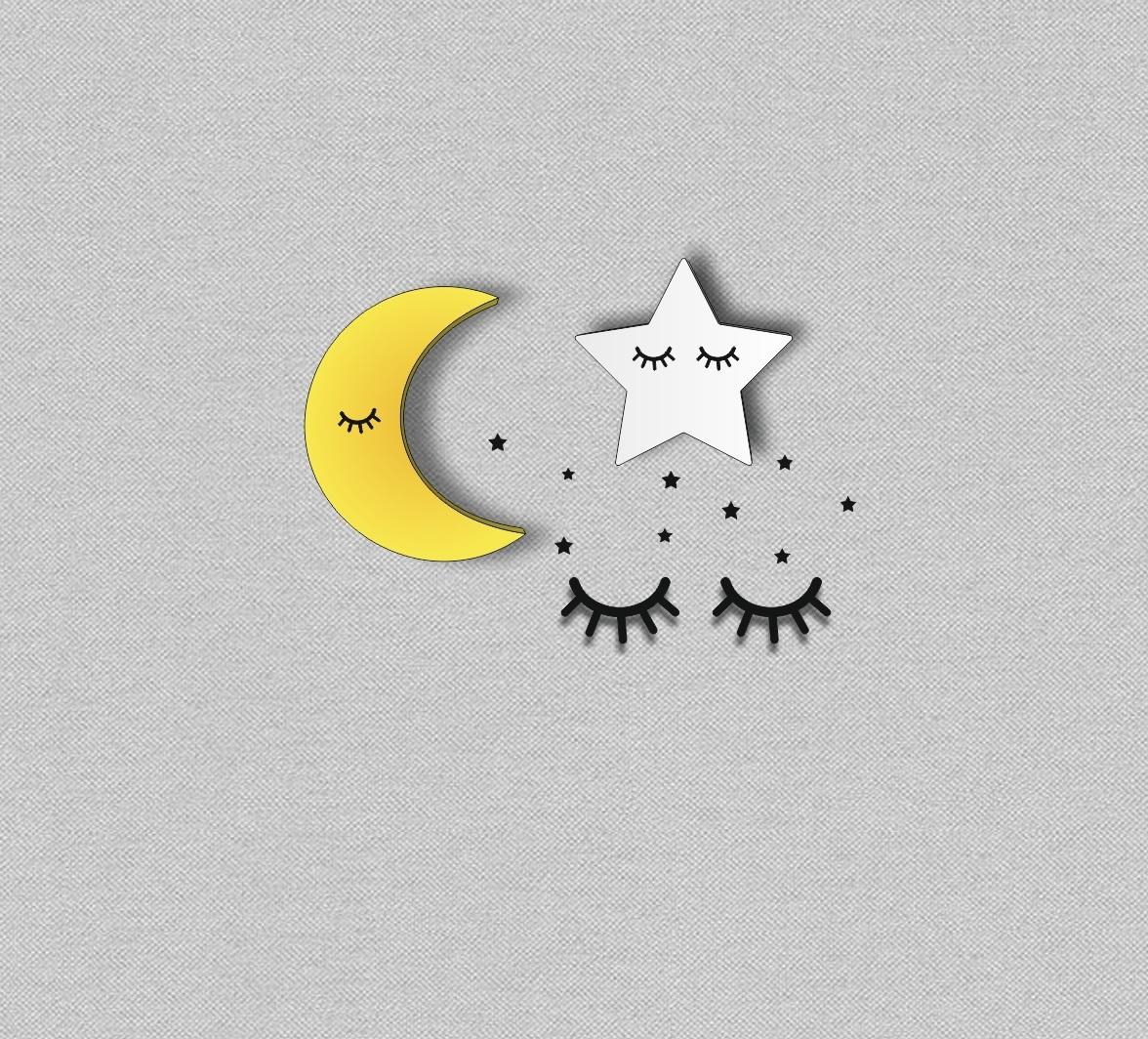طرح ستاره ماه مناسب برای استفاده در دستگاه های cnc چوب و cnc لیزر - moon star decoration laser cutting template cdr file