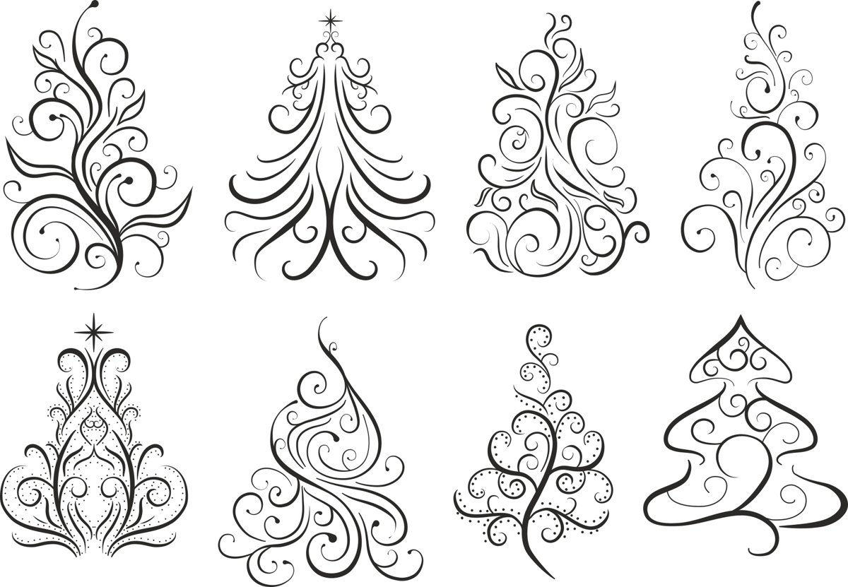 طرح چرخشی کریسمس مناسب برای استفاده در دستگاه های cnc چوب و cnc لیزر - christmas swirl cdr file