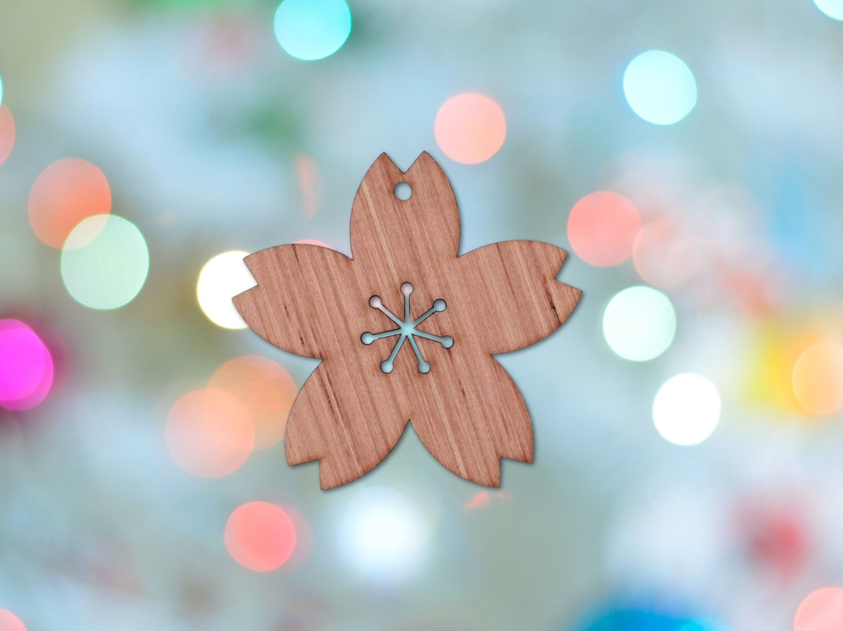 طرح گل ختمی چوبی طرح کریسمس مناسب برای استفاده در دستگاه های cnc چوب و cnc لیزر - laser cut hibiscus flower wood christmas ornament cdr file