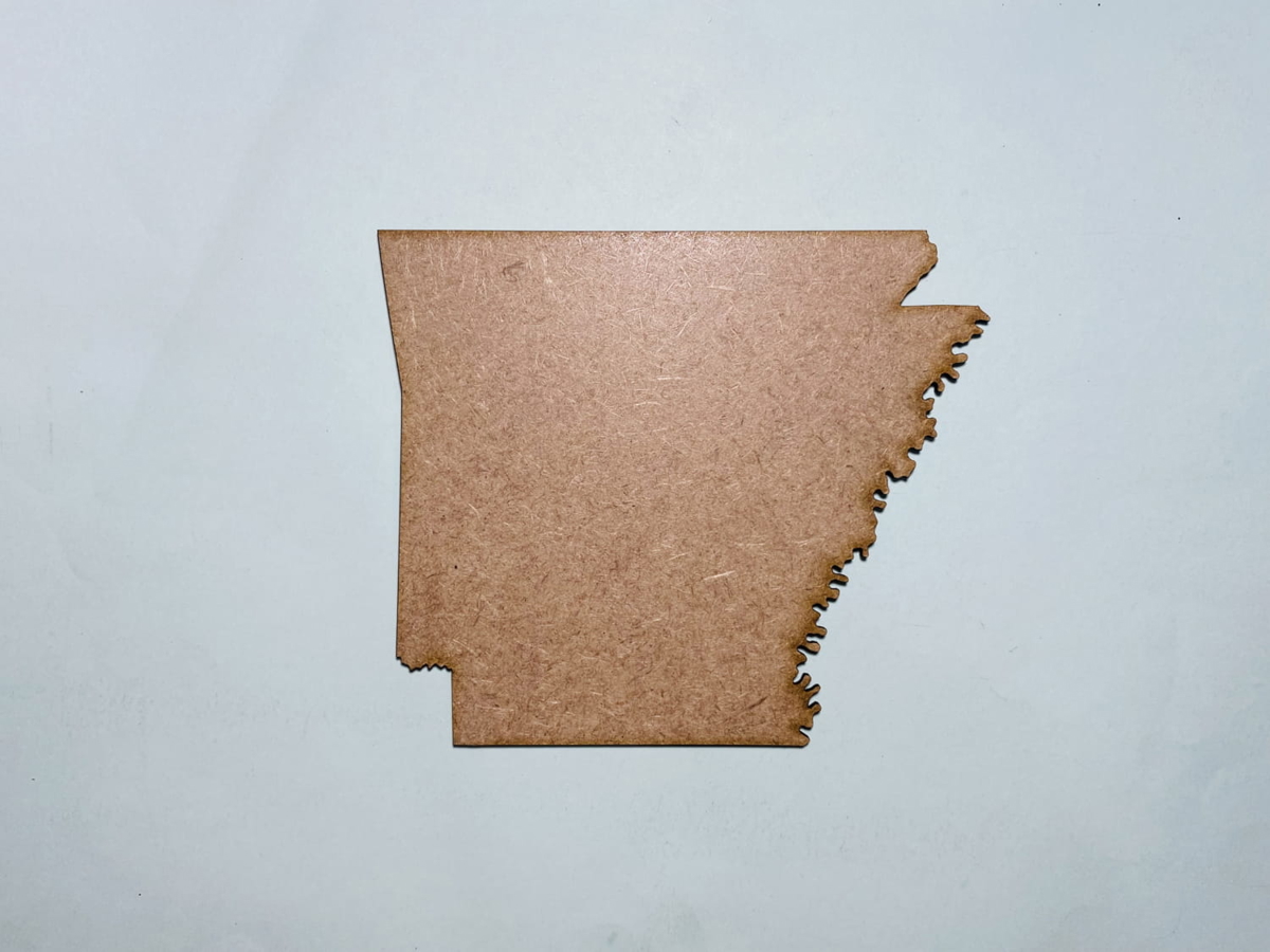 طرح چوبی ناتمام ایالت آرکانزاس مناسب برای استفاده در دستگاه های cnc چوب و cnc لیزر - laser cut unfinished wooden arkansas cutout cdr file