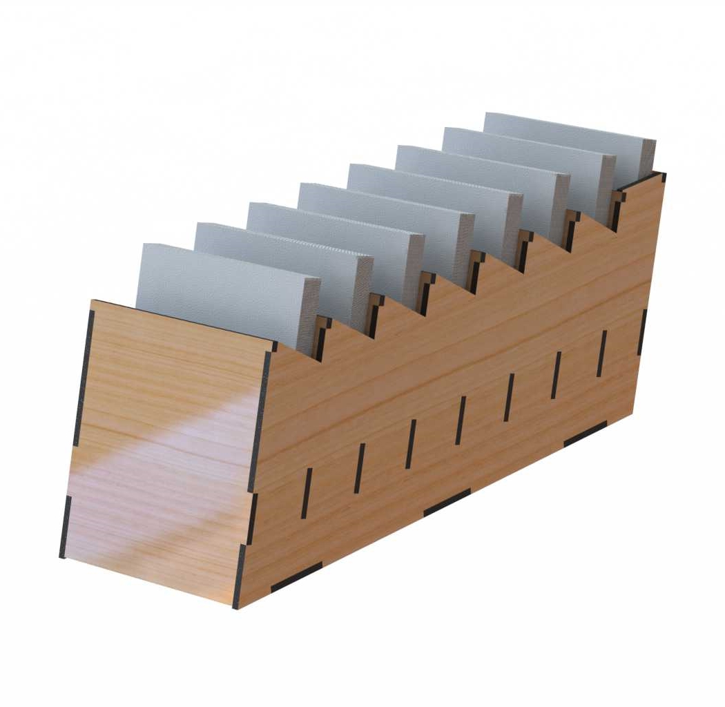طرح جا بروشور و پایه نمایش چوبی مناسب برای استفاده در دستگاه های cnc چوب و cnc لیزر - laser cut flyer holder brochure holder wooden display stand cdr file