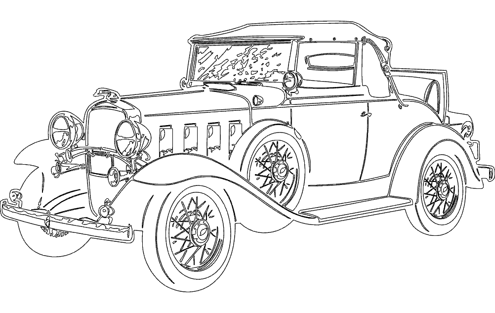 طرح ماشین قدیمی مناسب برای استفاده در دستگاه های cnc چوب و cnc لیزر - vintage car dxf file