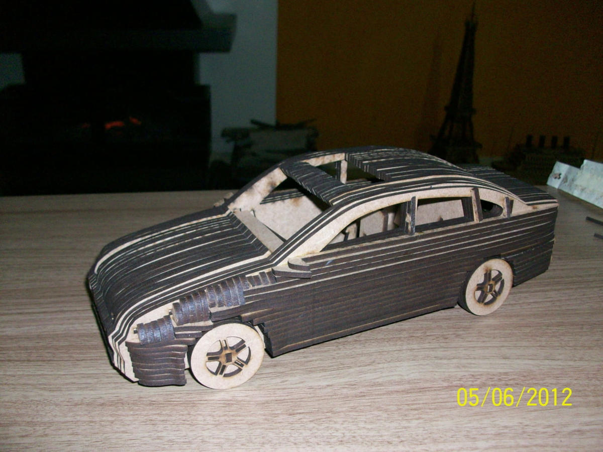 طرح لایه باز ماشین اوپل وکترا مناسب برای استفاده در دستگاه های cnc چوب و cnc لیزر - laser cut opel vectra car layered 3d puzzle 3mm dxf file