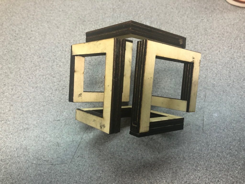 طرح مکعب بی نهایت مناسب برای استفاده در دستگاه های cnc چوب و cnc لیزر - laser cut infinity cube dxf file