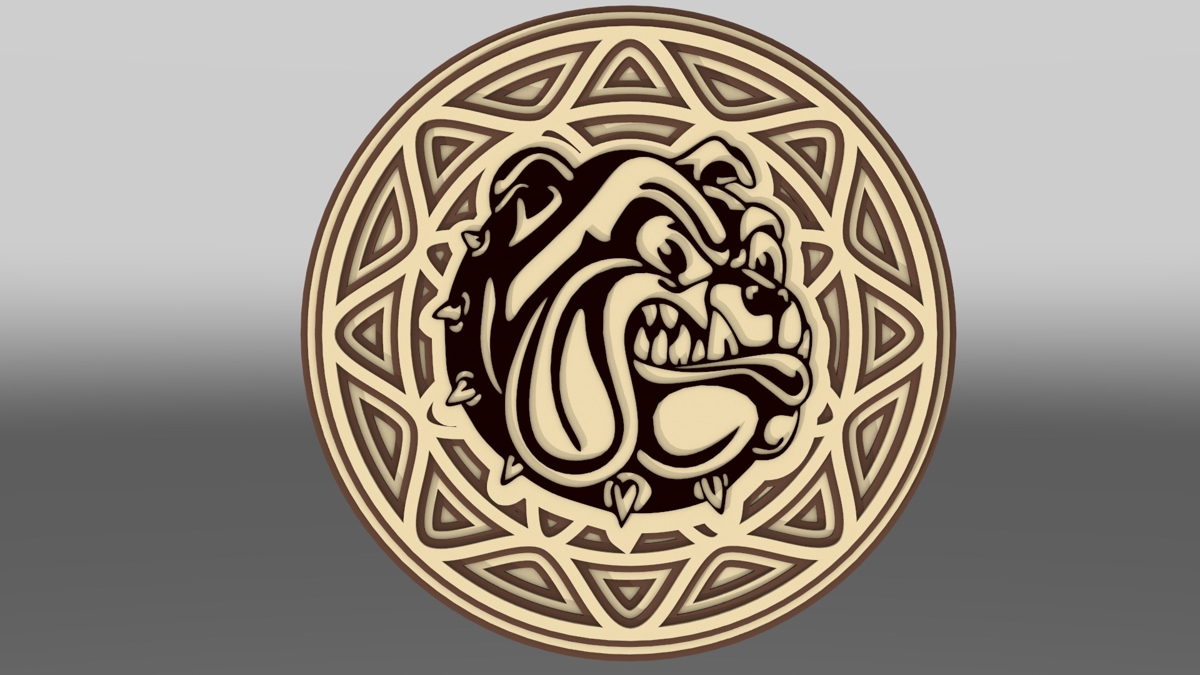 طرح دیوار بولداگ چندلایه مناسب برای استفاده در دستگاه های cnc چوب و cnc لیزر - laser cut multilayer bulldog wall art template cdr file