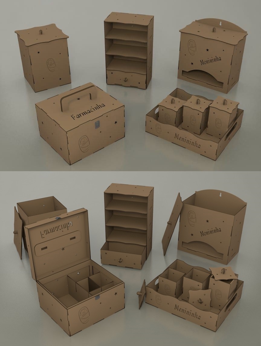 طرح مبلمان خانه عروسکی مناسب برای استفاده در دستگاه های cnc چوب و cnc لیزر - laser cut dollhouse furniture kit cdr file