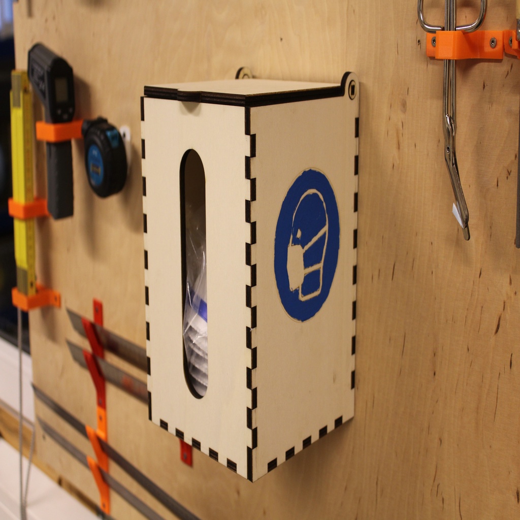 طرح جعبه ماسک تنفسی دیواری مناسب برای استفاده در دستگاه های cnc چوب و cnc لیزر - laser cut respirator wall mount box dxf file