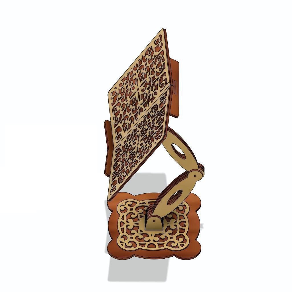 طرح پایه قرآن چوبی کلاسیک مناسب برای استفاده در دستگاه های cnc چوب و cnc لیزر - laser cut classic wooden quran stand cdr file