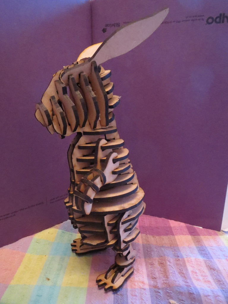 طرح پازل سه بعدی خرگوش مناسب برای استفاده در دستگاه های cnc چوب و cnc لیزر - laser cut rabbit 3d puzzle dxf file