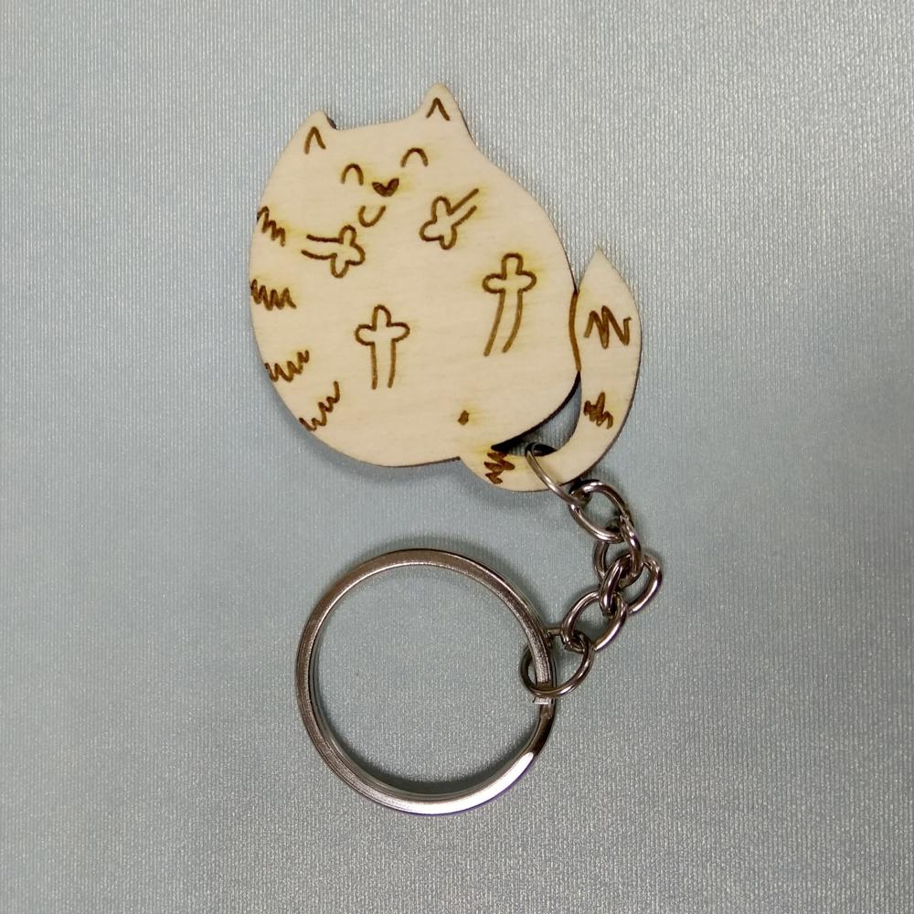طرح جاکلیدی چوبی گربه مناسب برای استفاده در دستگاه های cnc چوب و cnc لیزر - laser cut wood cat keychain template cdr file